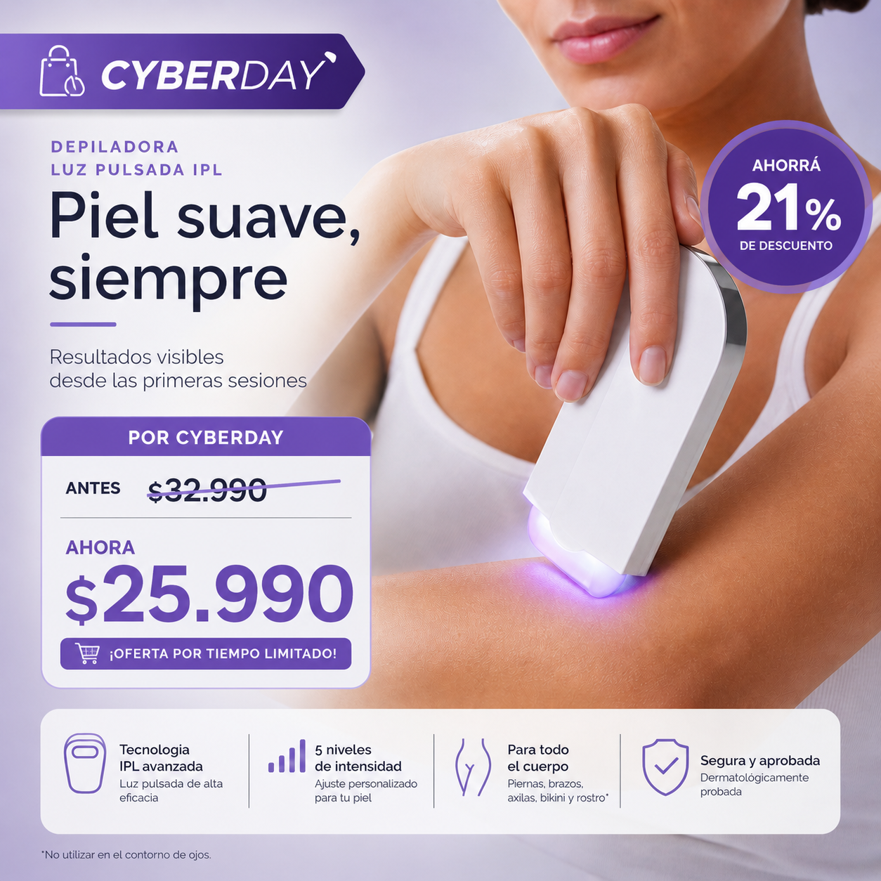 Depiladora Multifuncional de Precisión para Cara y Cuerpo
