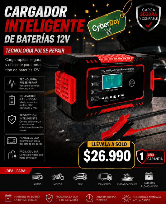 Cargador Inteligente de Baterías 12V Pulse Repair | Recuperador y Mantenedor Automático