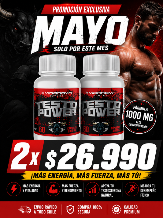 Testo Power 1000MG – Potencia, Energía y Rendimiento Masculino | 60 Cápsulas